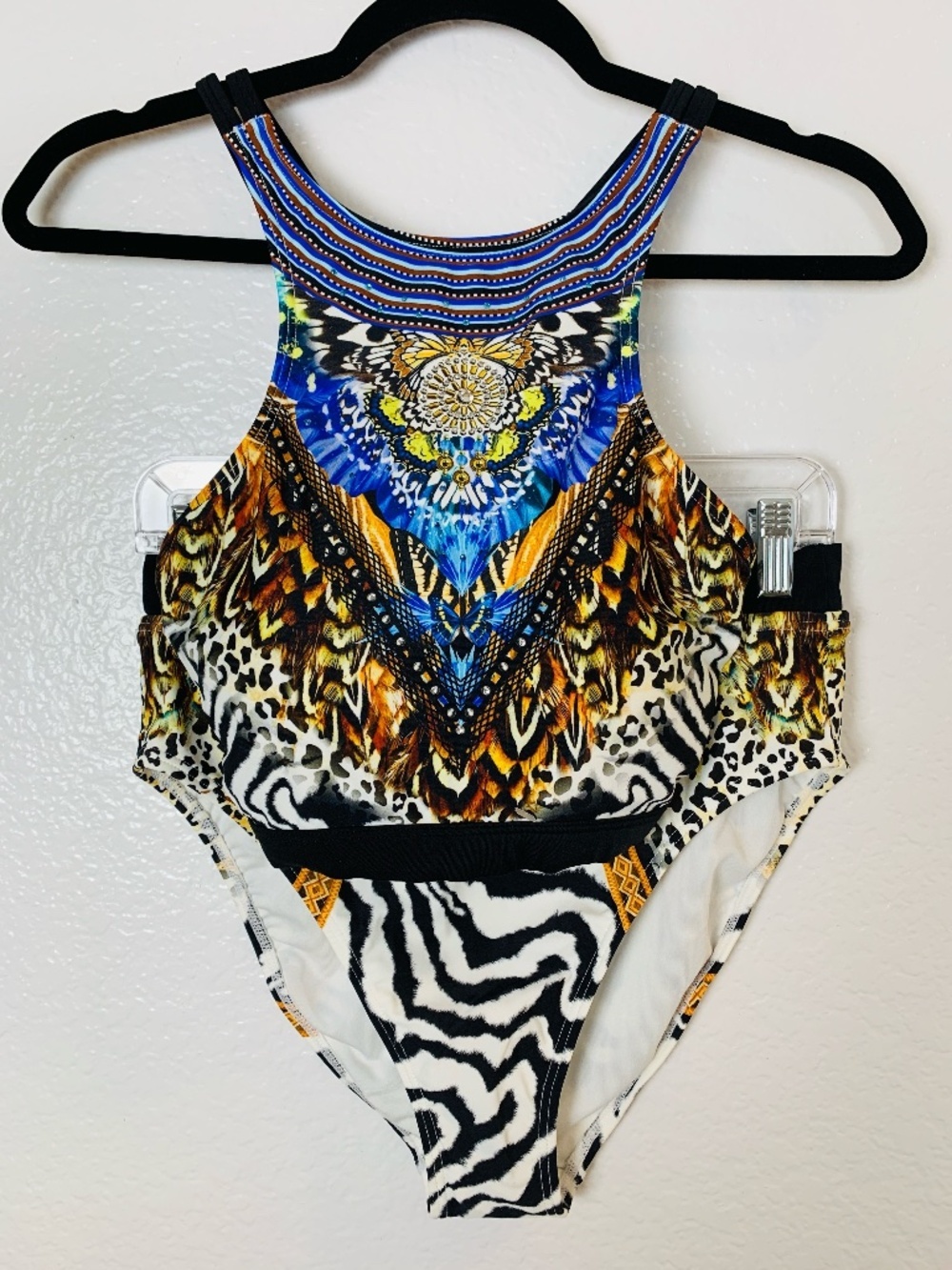 Venus Jungle Queen Bikini Size 14 Tankini Animal Print Embellished Strappy Back